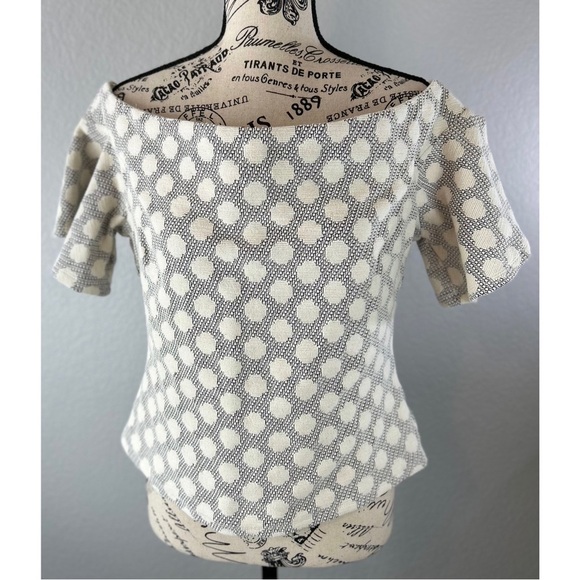 NWT Anthropologie eri + ali polka dot top off shoulder, size Medium - Picture 4 of 14